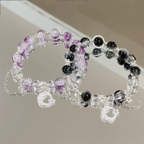 Fashionable seven-color beaded bracelet, crystal star moon charming bracelet, girl's seven-color handcrafted stone glaze bracelet