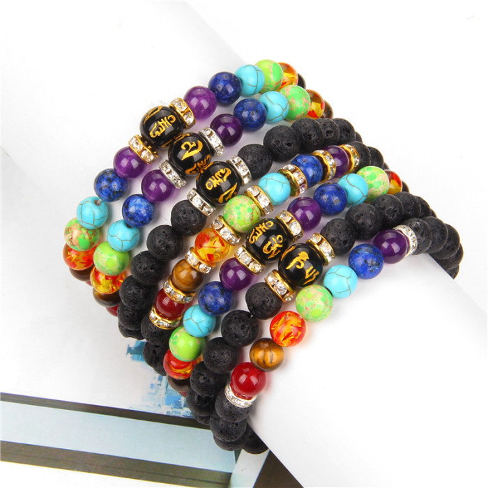 New 7-chakra gift men's and women's natural crystal anxiety healing jewelry Mandala yoga meditation bracelet