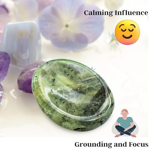 Green Jade Aventurine Worry Stone Crystals and Healing Stones - Worry Stones for Stress Relief Gifts - Piedra Crystal Fidget for Meditation - Unique Stocking Stuffers and Birthday Gifts for Women, Men