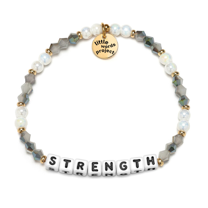 Creative custom metal logo charming square letter beaded bracelet, handcrafted glass crystal pearl, faith happy inspiration letter bracelet gift
