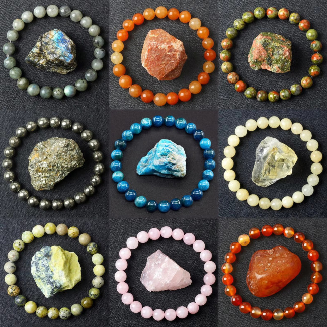 Brand-new creative colored natural mineral crystal bracelet, featuring crystal and pearl stone charm as a fashionable jewelry gift for both men and women