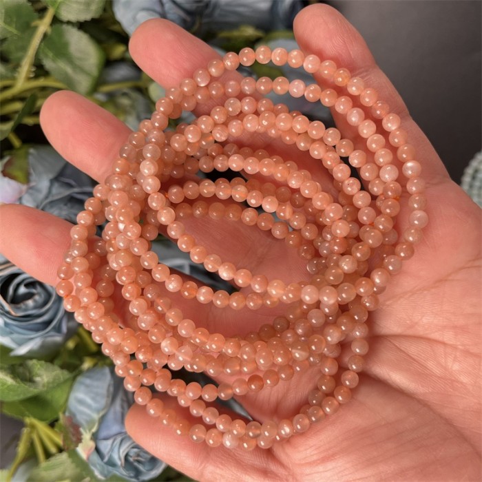 6mm Crystal Bead Natural Healing Stone Clear Quartz Sunstone Bracelet for Healing