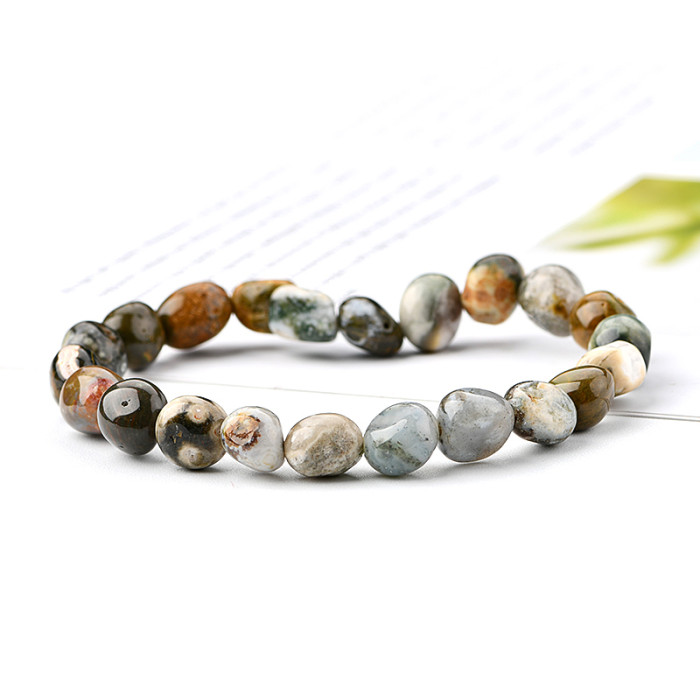 Natural genuine Marine jadeite therapeutic crystal, natural Marine jadeite rolling block bracelet, jewelry, ladies and men's gifts