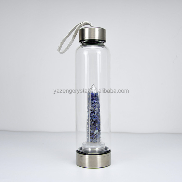 New creative crystal water bottle, quartz plate dot glass untoppleable doll water cup, purple crystal tower healing stone folk handicraft gift