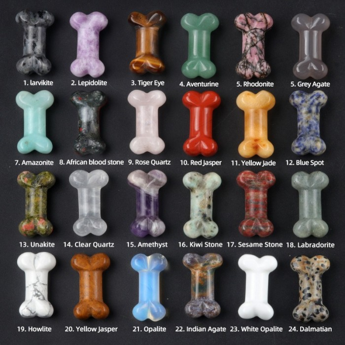 New 20 * 35mm crystal carved mini jewelry, stone handicrafts, natural rose quartz amethyst home decoration, dog bones