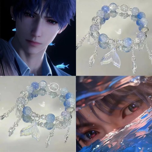 The same style of heart-shaped deep space bracelet as the game, fashionable and cute crystal bead Kawaii cartoon Rafi Erziyu fish tail accessory accessory toy