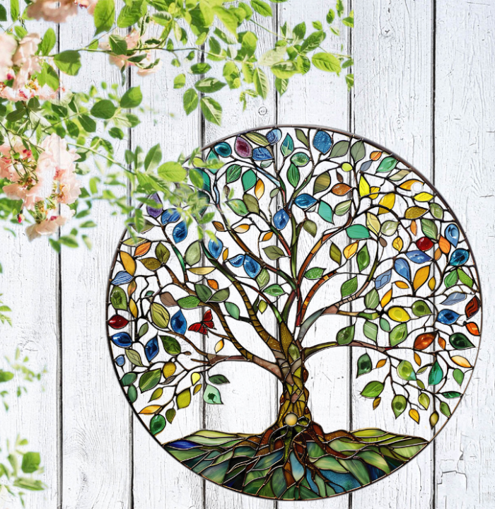 Fashionable and creative handicrafts, life tree, colorful window decorations, home decorations, gardens, natural crystal handicrafts, sunshine Catcher