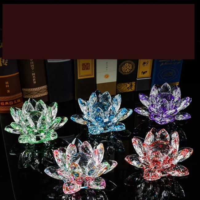 Colorful crystal lotus color reflection feng shui home decoration