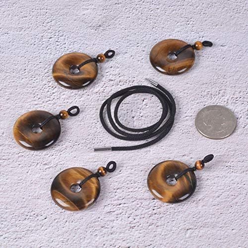 JUST IN STONES Gemstone 30mm Donut Beads Reiki Chakra Pendant Necklace Handmade Jewelry 22 Inch