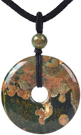 JUST IN STONES Gemstone 30mm Donut Beads Reiki Chakra Pendant Necklace Handmade Jewelry 22 Inch
