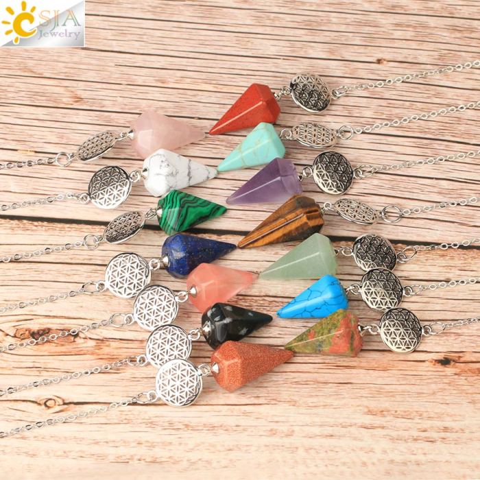 Natural stone purple crystal pendants are used for divination cones, crystal pendants and spiritual energy pendants