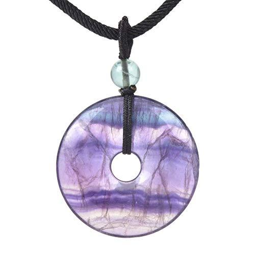 JUST IN STONES Gemstone 30mm Donut Beads Reiki Chakra Pendant Necklace Handmade Jewelry 22 Inch