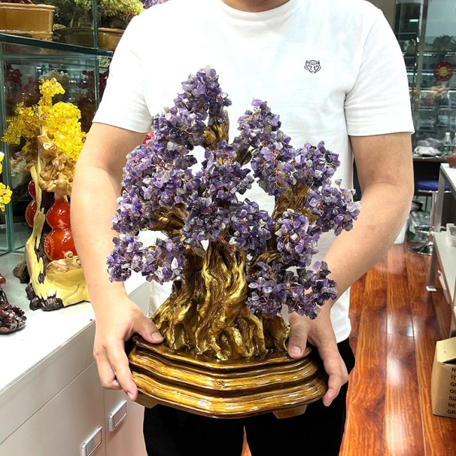 Great fortune rose quartz Amethyst life crystal Fortune wealth money tree Gemstone Large crystal tree is used for feng shui decoration