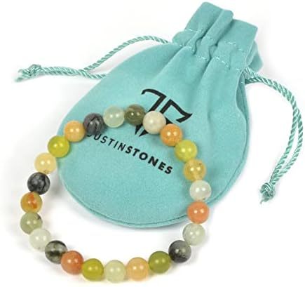 Justinstones Gem Semi Precious Gemstone 8mm Round Beads Stretch Bracelet 7 Inch Unisex