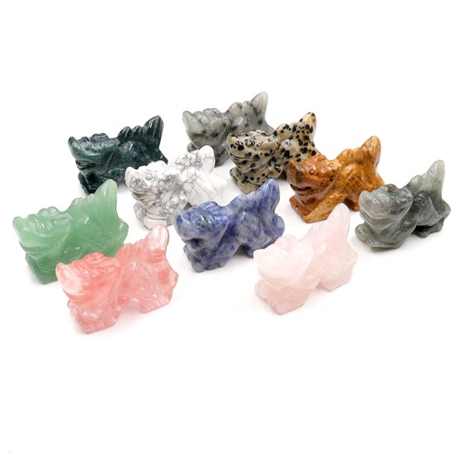 1.5-inch natural crystal healing stone wholesale bulk carved crystal dragon figurines for home decoration stone handicrafts