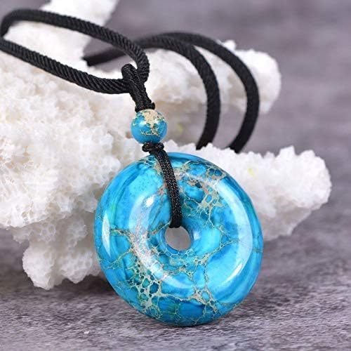 JUST IN STONES Gemstone 30mm Donut Beads Reiki Chakra Pendant Necklace Handmade Jewelry 22 Inch