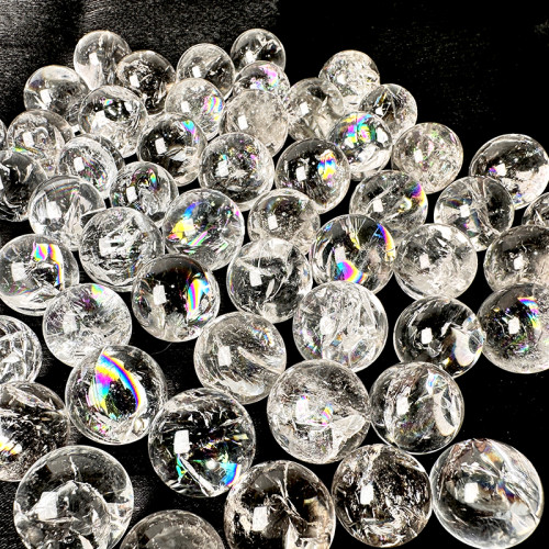 Wholesale Bulk Natural Mini rainbow clear Quartz Sphere Healing Reiki Crystal Small Size 1.8-2.2cm Ball Folk Crafts