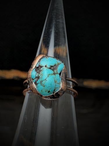 Month Birthstone Natural Crystal Turquoise Gemstone Little Finger Pinky Ring for Women Handmade Adjustable Unique Dainty Trendy Daughter Party Wedding Band Rings Jewelry Birthday Christmas