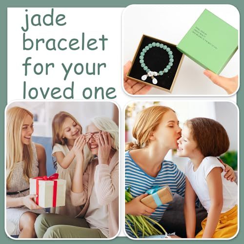 Jade Bracelet for Women Good Luck Floral Jade Beaded Stretch Bracelet Jewelry Gifts for wedding Valentine‘s Day gifts with Jewelry Box
