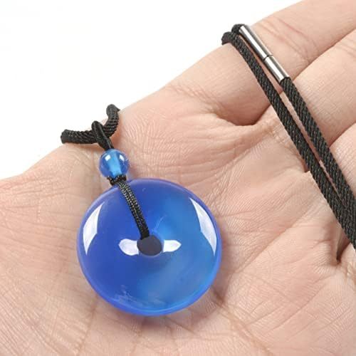 JUST IN STONES Gemstone 30mm Donut Beads Reiki Chakra Pendant Necklace Handmade Jewelry 22 Inch