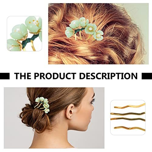 2Pcs Vintage Flower Jade Hairpin Classic Hair Accessories for Parties Ceremonies and Daily Wear Durable Elegant Design for DIY Hairstyles and Glamorous Looks