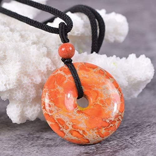 JUST IN STONES Gemstone 30mm Donut Beads Reiki Chakra Pendant Necklace Handmade Jewelry 22 Inch