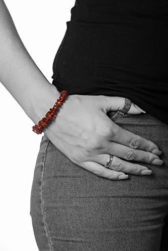 AMBERAGE Natural Baltic Amber Bracelet for Adults (Women/Men) - Hand made From Polished/Certified Baltic Amber Beads(4 Colors)