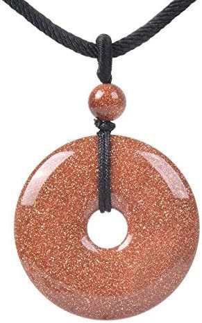 JUST IN STONES Gemstone 30mm Donut Beads Reiki Chakra Pendant Necklace Handmade Jewelry 22 Inch
