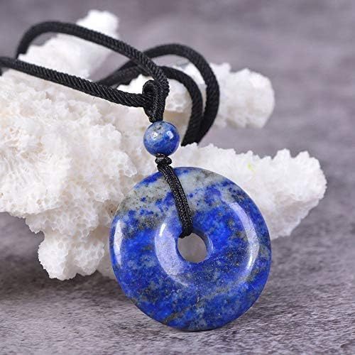 JUST IN STONES Gemstone 30mm Donut Beads Reiki Chakra Pendant Necklace Handmade Jewelry 22 Inch