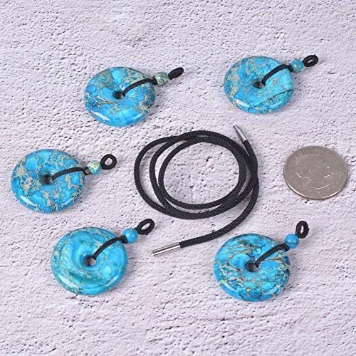 JUST IN STONES Gemstone 30mm Donut Beads Reiki Chakra Pendant Necklace Handmade Jewelry 22 Inch