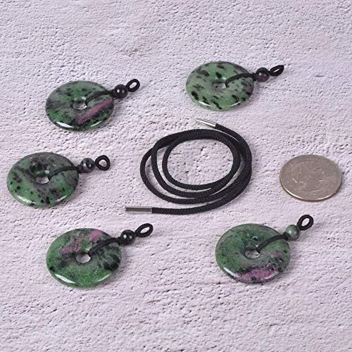 JUST IN STONES Gemstone 30mm Donut Beads Reiki Chakra Pendant Necklace Handmade Jewelry 22 Inch