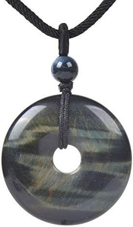 JUST IN STONES Gemstone 30mm Donut Beads Reiki Chakra Pendant Necklace Handmade Jewelry 22 Inch