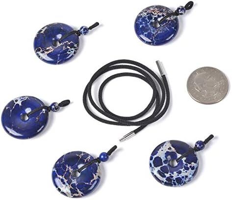 JUST IN STONES Gemstone 30mm Donut Beads Reiki Chakra Pendant Necklace Handmade Jewelry 22 Inch