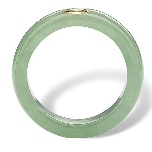 Palm Beach Jewelry 10K Yellow Gold Round Genuine Peridot and Green Genuine Jade Bezel Set Ring