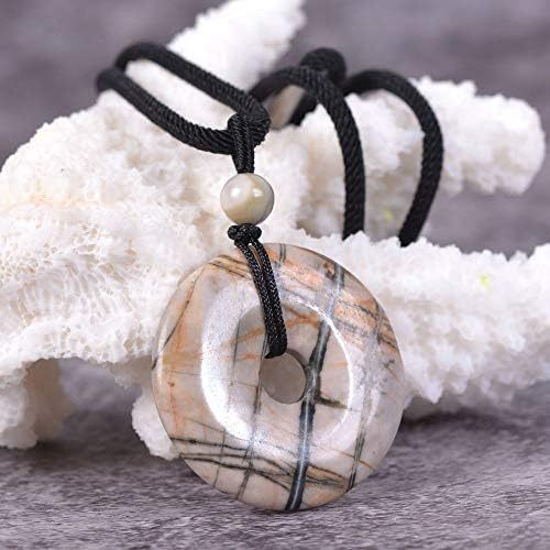 JUST IN STONES Gemstone 30mm Donut Beads Reiki Chakra Pendant Necklace Handmade Jewelry 22 Inch