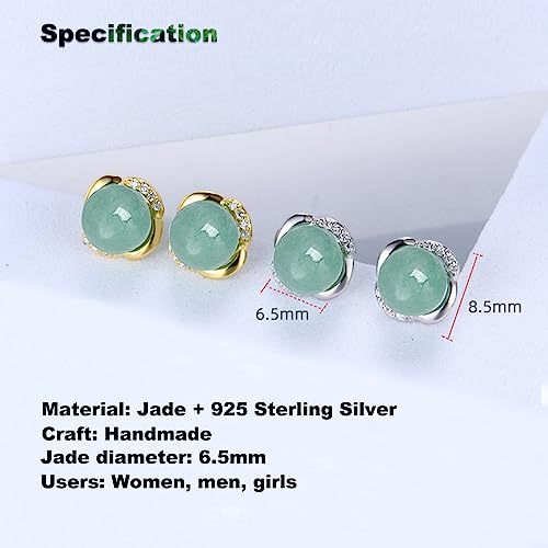 Jade Stud Earrings - Green Jade Sterling Silver Crown Studs, Good Luck Handmade Earrings for Graduation, Birthday, Anniversary