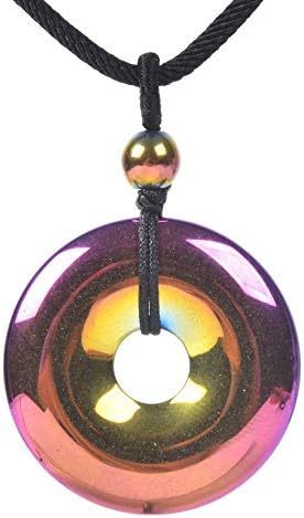 JUST IN STONES Gemstone 30mm Donut Beads Reiki Chakra Pendant Necklace Handmade Jewelry 22 Inch
