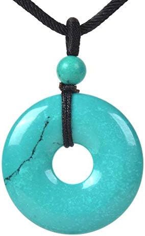 JUST IN STONES Gemstone 30mm Donut Beads Reiki Chakra Pendant Necklace Handmade Jewelry 22 Inch