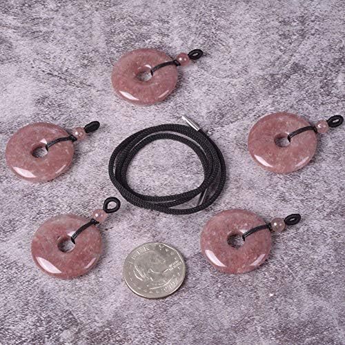 JUST IN STONES Gemstone 30mm Donut Beads Reiki Chakra Pendant Necklace Handmade Jewelry 22 Inch