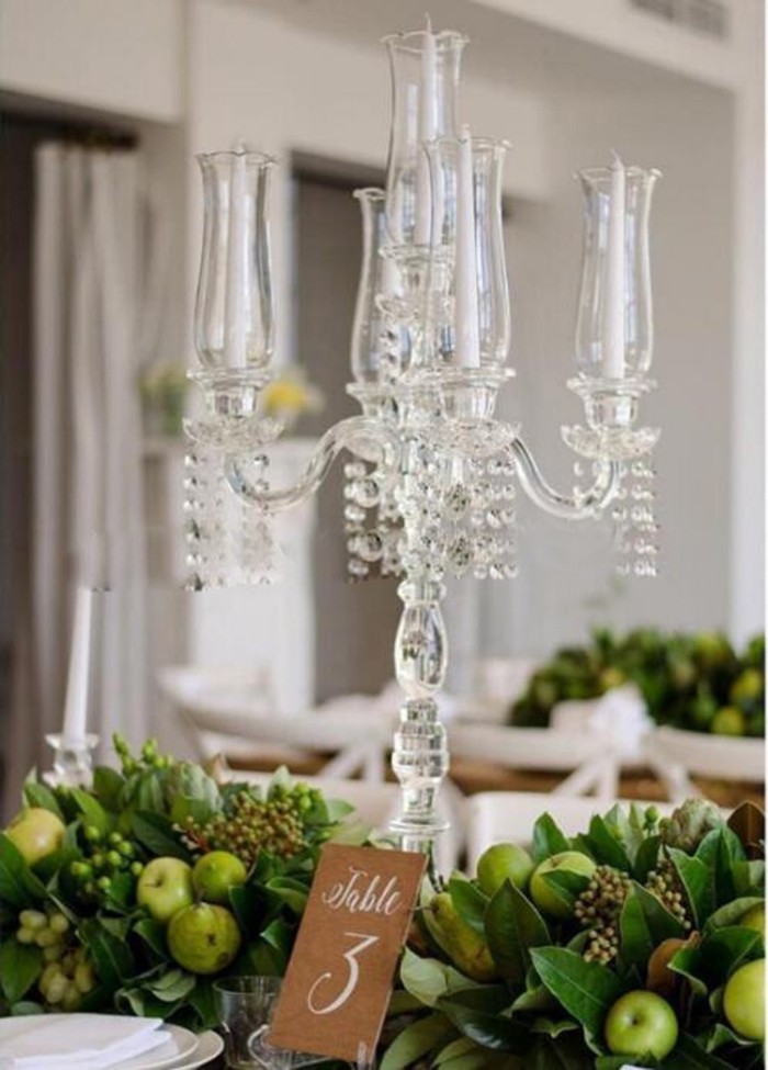 Wholesale 5-arm crystal candlesticks for wedding table ornaments and decorations