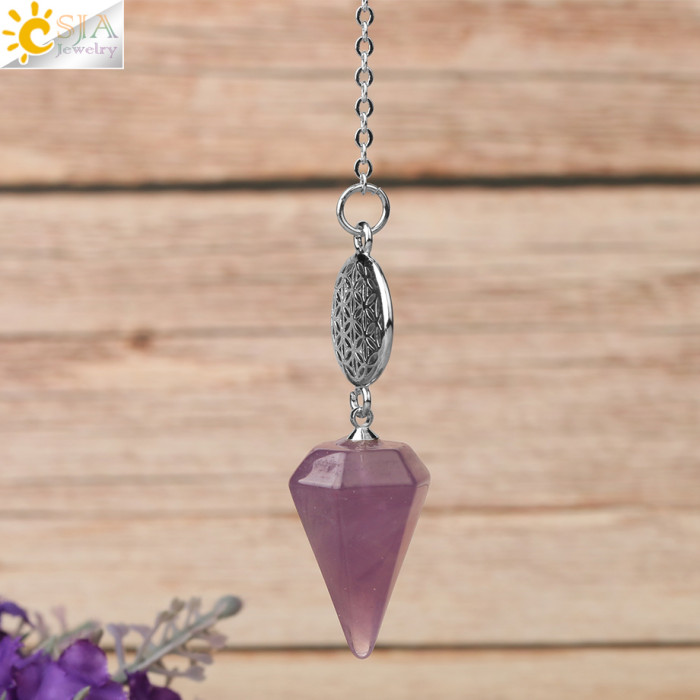 Natural stone purple crystal pendants are used for divination cones, crystal pendants and spiritual energy pendants