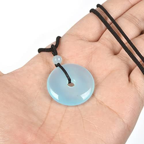 JUST IN STONES Gemstone 30mm Donut Beads Reiki Chakra Pendant Necklace Handmade Jewelry 22 Inch