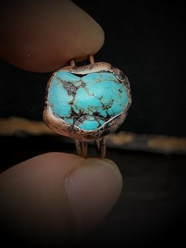 Month Birthstone Natural Crystal Turquoise Gemstone Little Finger Pinky Ring for Women Handmade Adjustable Unique Dainty Trendy Daughter Party Wedding Band Rings Jewelry Birthday Christmas