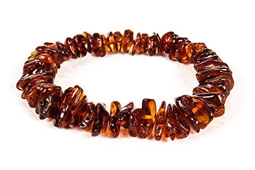 AMBERAGE Natural Baltic Amber Bracelet for Adults (Women/Men) - Hand made From Polished/Certified Baltic Amber Beads(4 Colors)
