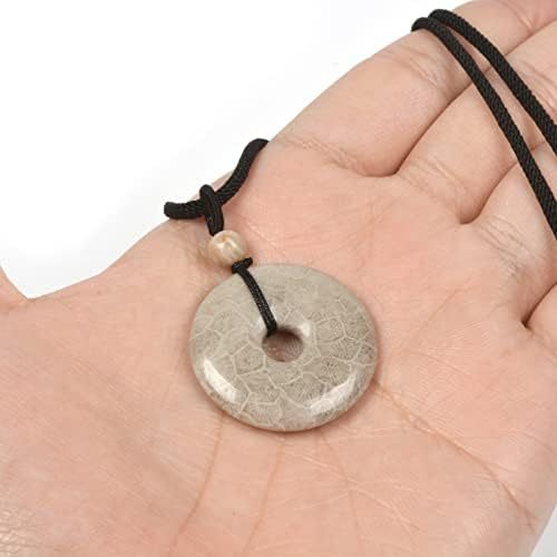 JUST IN STONES Gemstone 30mm Donut Beads Reiki Chakra Pendant Necklace Handmade Jewelry 22 Inch