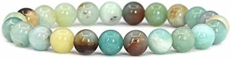 Justinstones Gem Semi Precious Gemstone 8mm Round Beads Stretch Bracelet 7 Inch Unisex