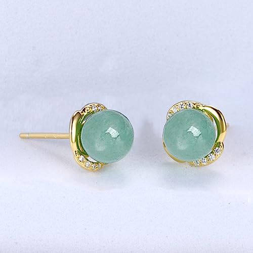 Jade Stud Earrings - Green Jade Sterling Silver Crown Studs, Good Luck Handmade Earrings for Graduation, Birthday, Anniversary