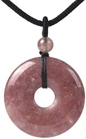 JUST IN STONES Gemstone 30mm Donut Beads Reiki Chakra Pendant Necklace Handmade Jewelry 22 Inch
