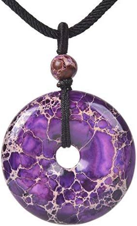 JUST IN STONES Gemstone 30mm Donut Beads Reiki Chakra Pendant Necklace Handmade Jewelry 22 Inch