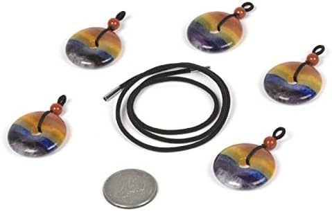 JUST IN STONES Gemstone 30mm Donut Beads Reiki Chakra Pendant Necklace Handmade Jewelry 22 Inch